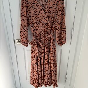 Leopard Print Long Sleeve Dress